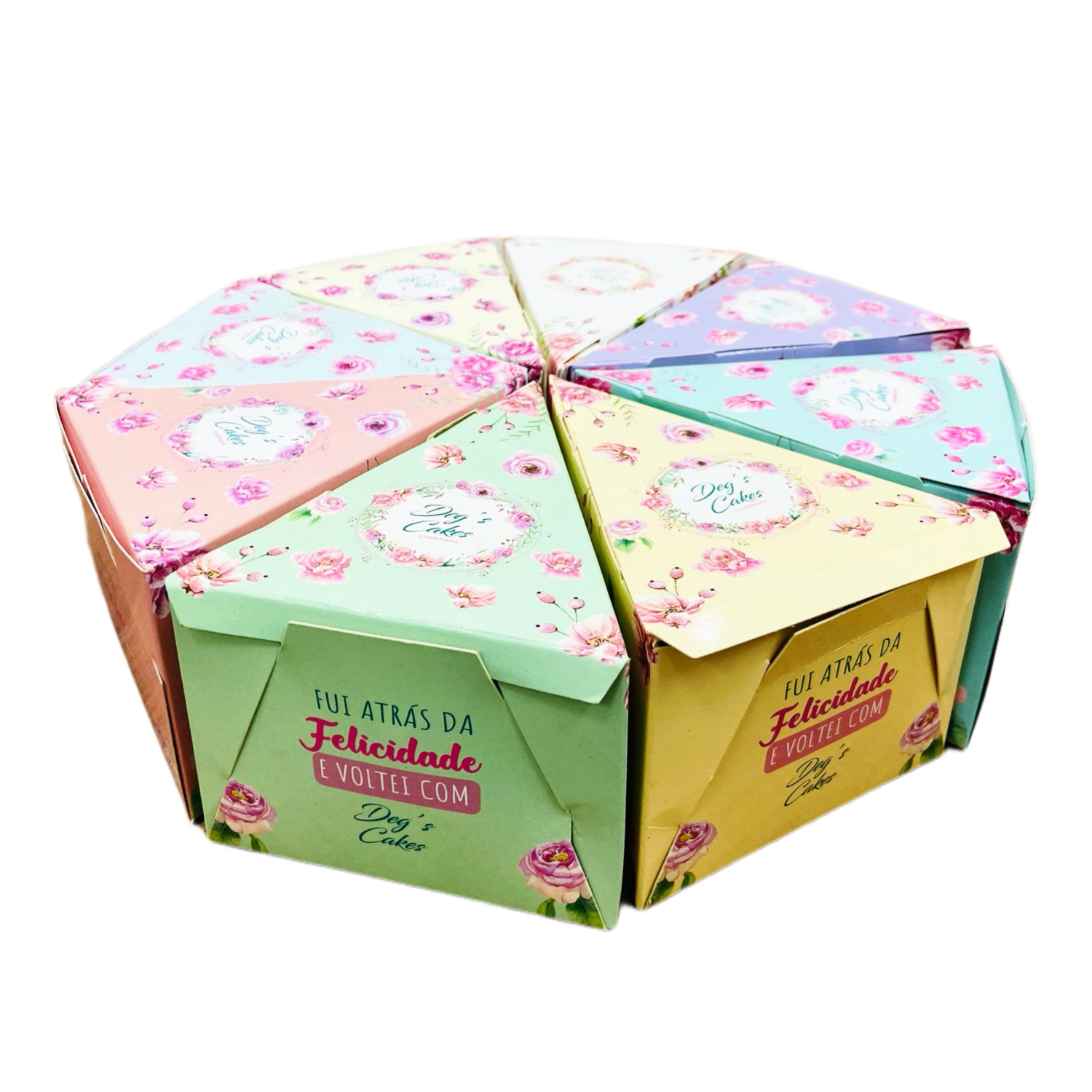 Embalagem Bolo Fatia s/ Berço (13 x 10 x 7,5 cm) Personalizada