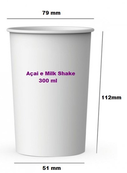 Copo Papel Descartável para Açai s/ tampa - 100 unidades