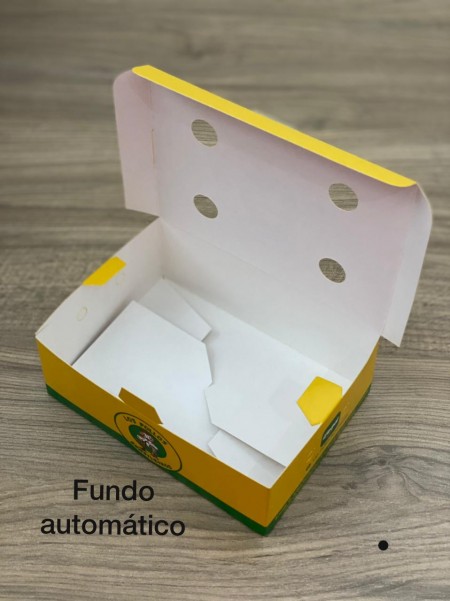 Embalagem p/ Fritura c/ Respiro (14 x 10 x 5 cm) Personalizada