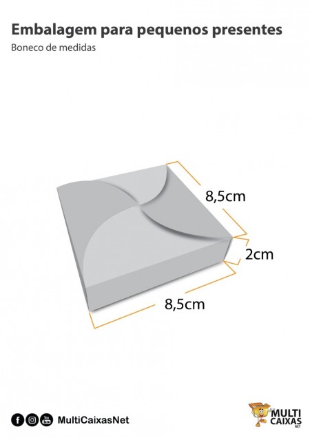 Embalagem Catavento p/ pequenos presentes (8,5 x 8,5 x 2cm) - Personalizada