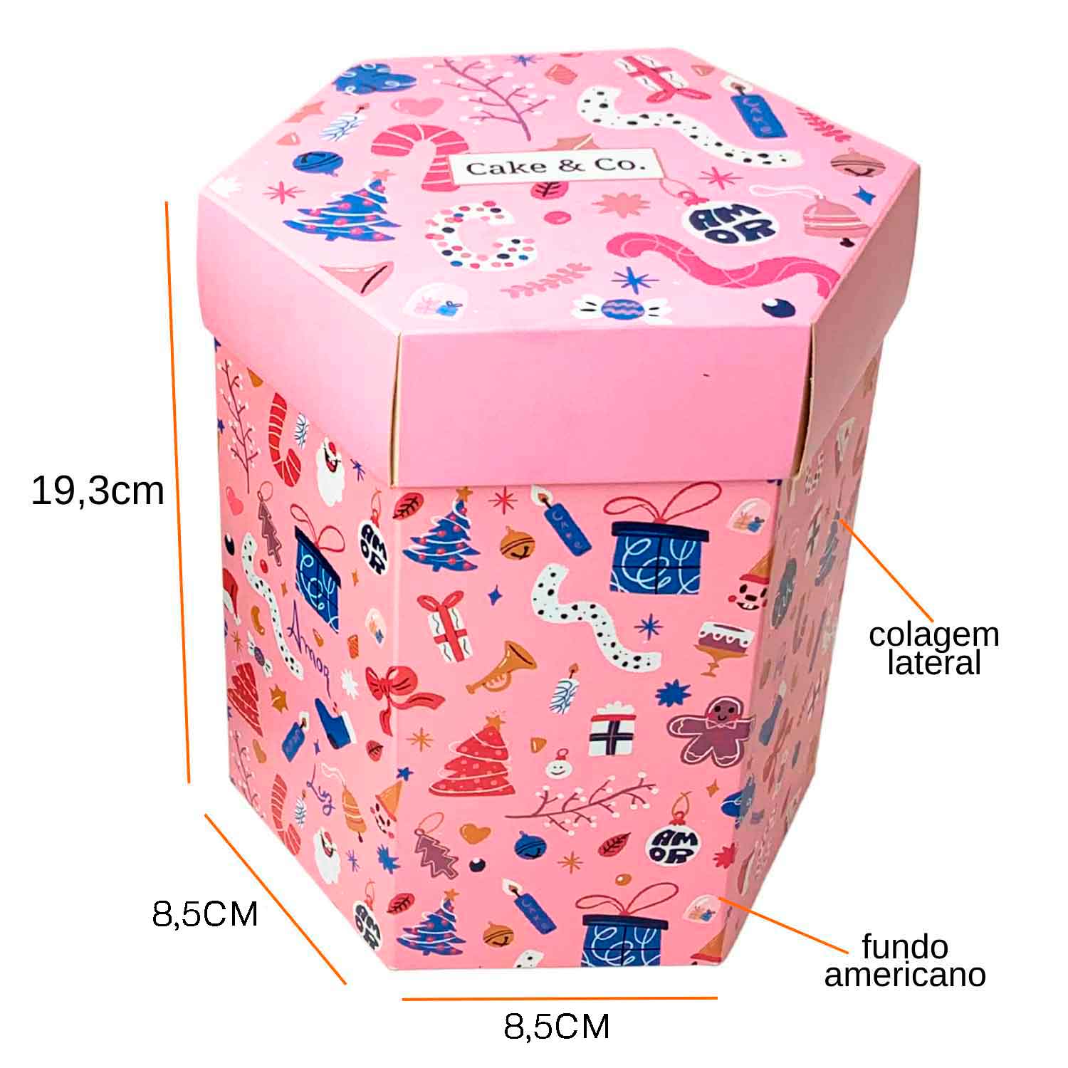 Embalagem para Panetone Sextavada (15 x 15 x 19,3 cm) Personalizada