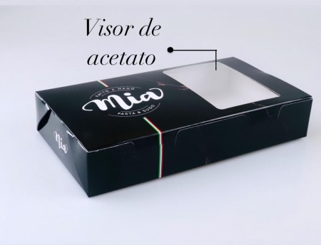 Embalagem antivazamento p/ Massas c/ Visor Vazado (22 x 12 x 4 cm) Personalizada