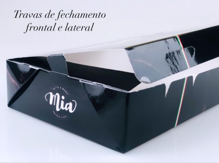 Embalagem antivazamento p/ Massas c/ Visor Vazado (22 x 12 x 4 cm) Personalizada