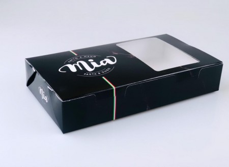 Embalagem antivazamento p/ Massas c/ Visor Vazado (22 x 12 x 4 cm) Personalizada