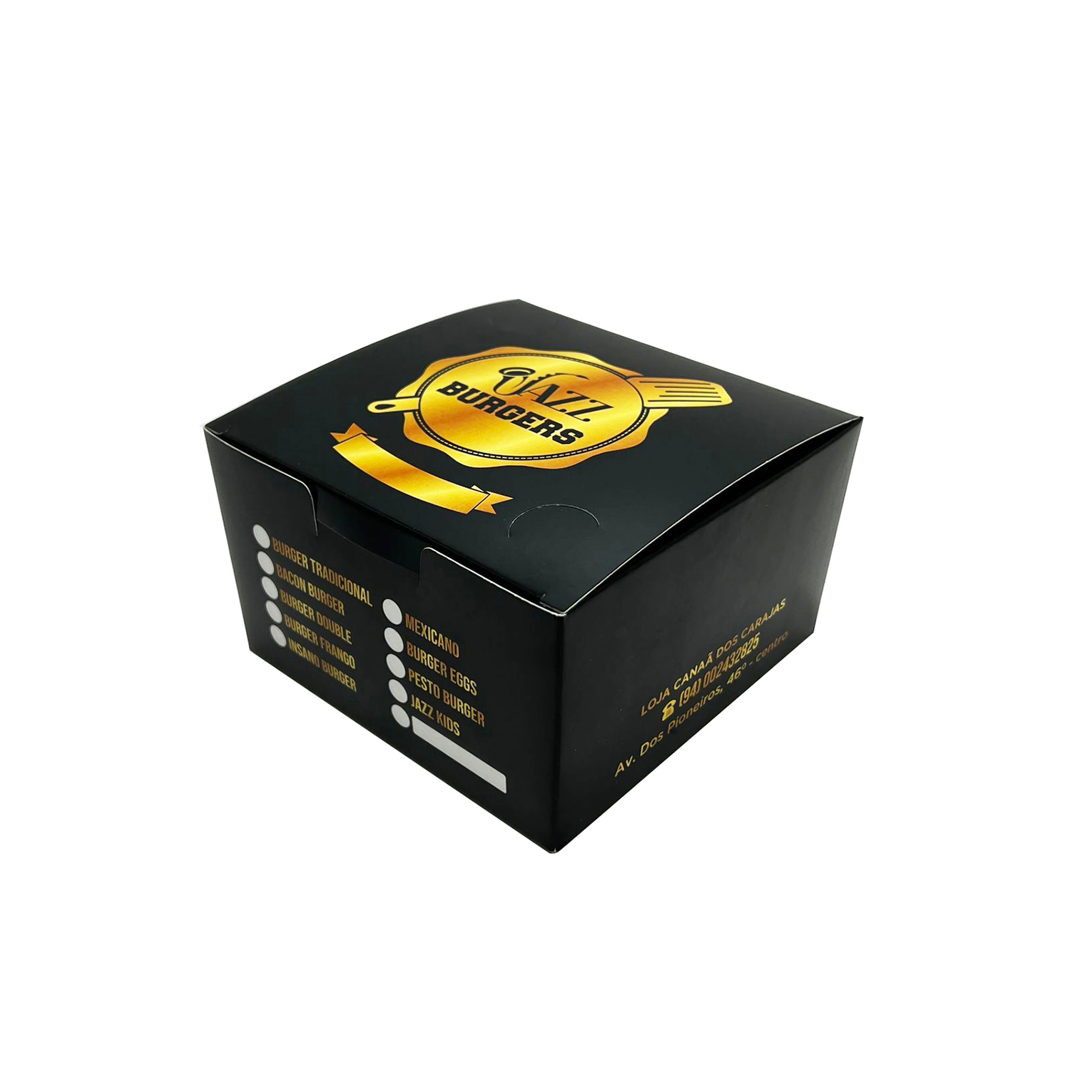 Embalagem Lanche Gourmet (12,4 x 12 x 7,6 cm) Personalizada