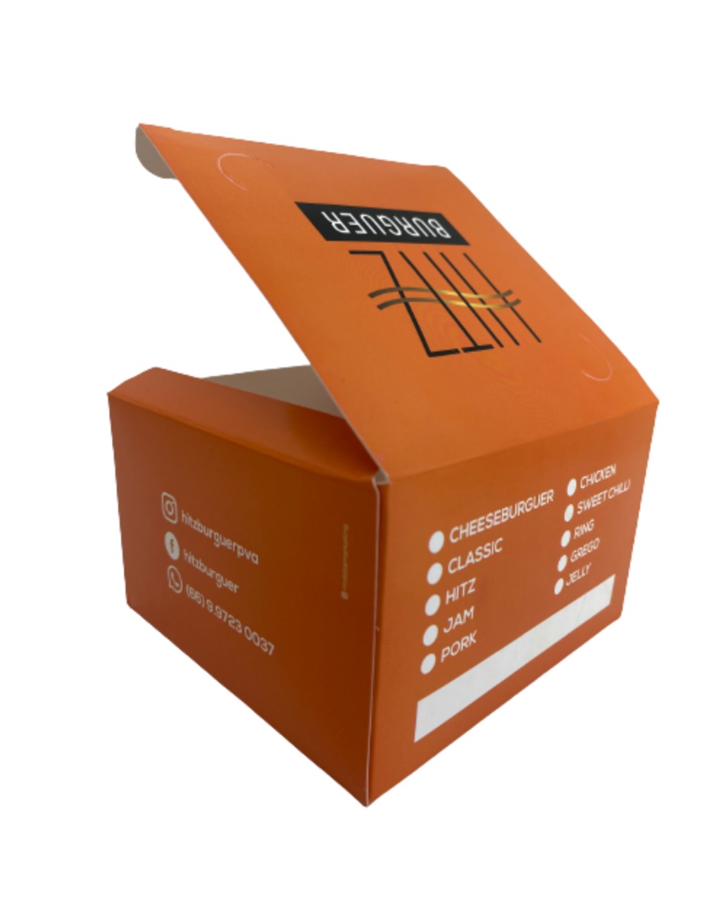 Embalagem Lanche Gourmet (12,4 x 12 x 7,6 cm) Personalizada