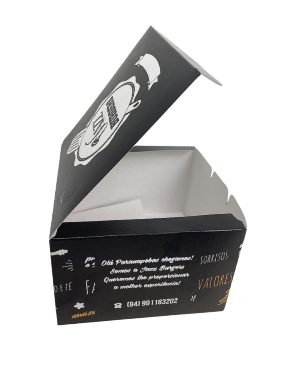 Embalagem Lanche Gourmet (12,4 x 12 x 7,6 cm) Personalizada