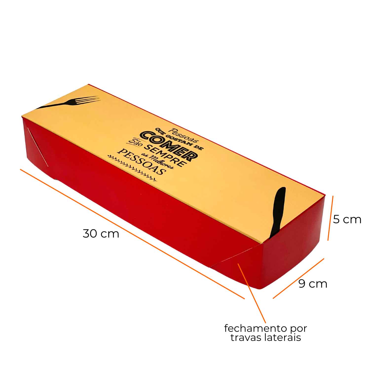 Embalagem caixa para Salgados (30 x 9 x 5 cm) - 100 Unidades