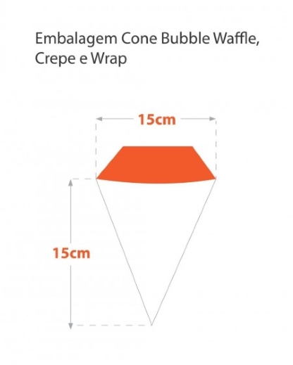 Embalagem Cone Bubble Waffle, Crepe, Wrap - 100 Unidades
