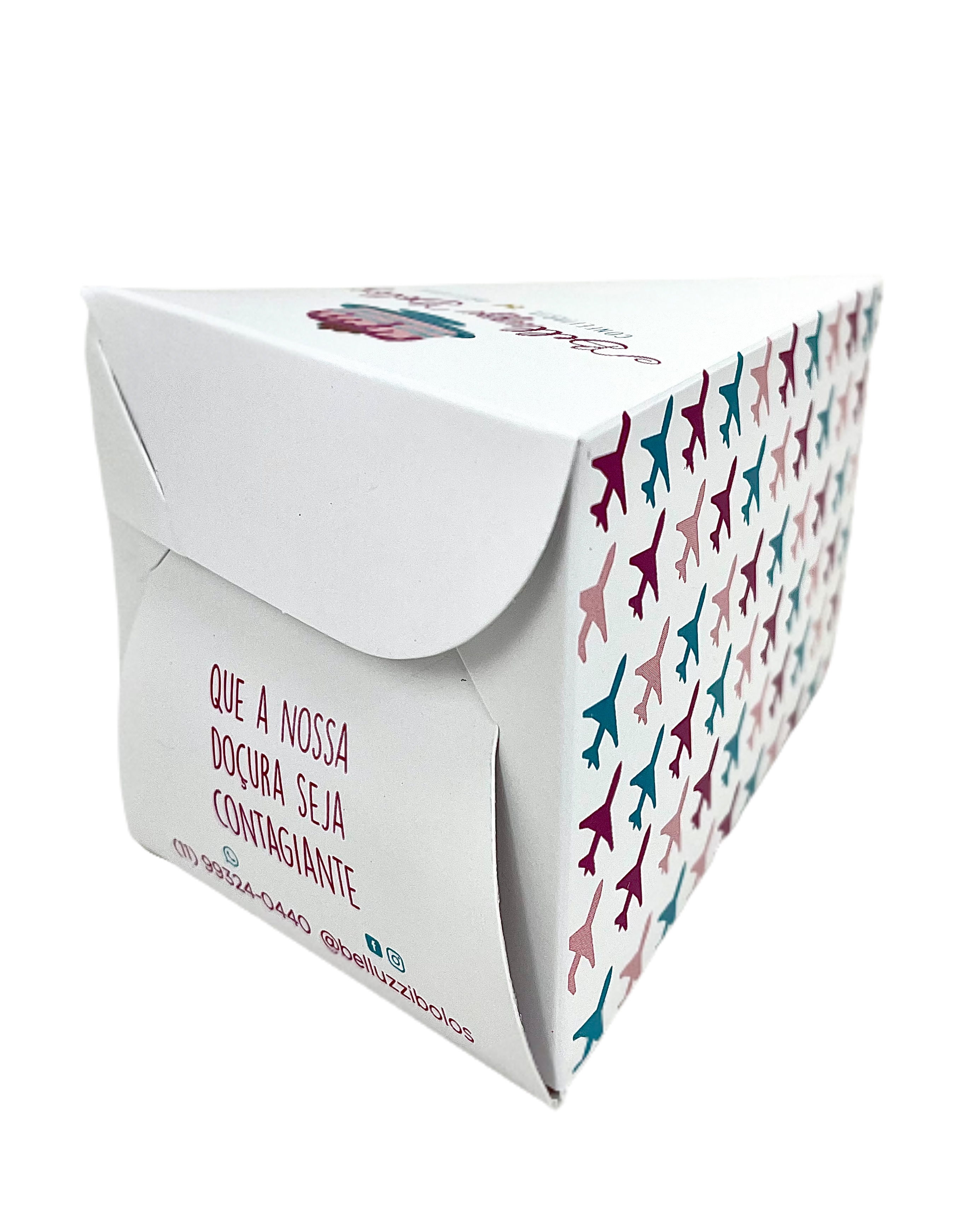 Embalagem Bolo Fatia s/ Berço (14 x 9 x 7,5 cm) Personalizada