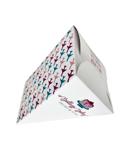 Embalagem Bolo Fatia s/ Berço (14 x 9 x 7,5 cm) Personalizada