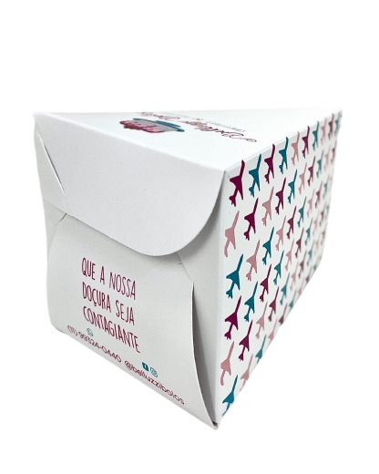 Embalagem Bolo Fatia s/ Berço (14 x 9 x 7,5 cm) Personalizada