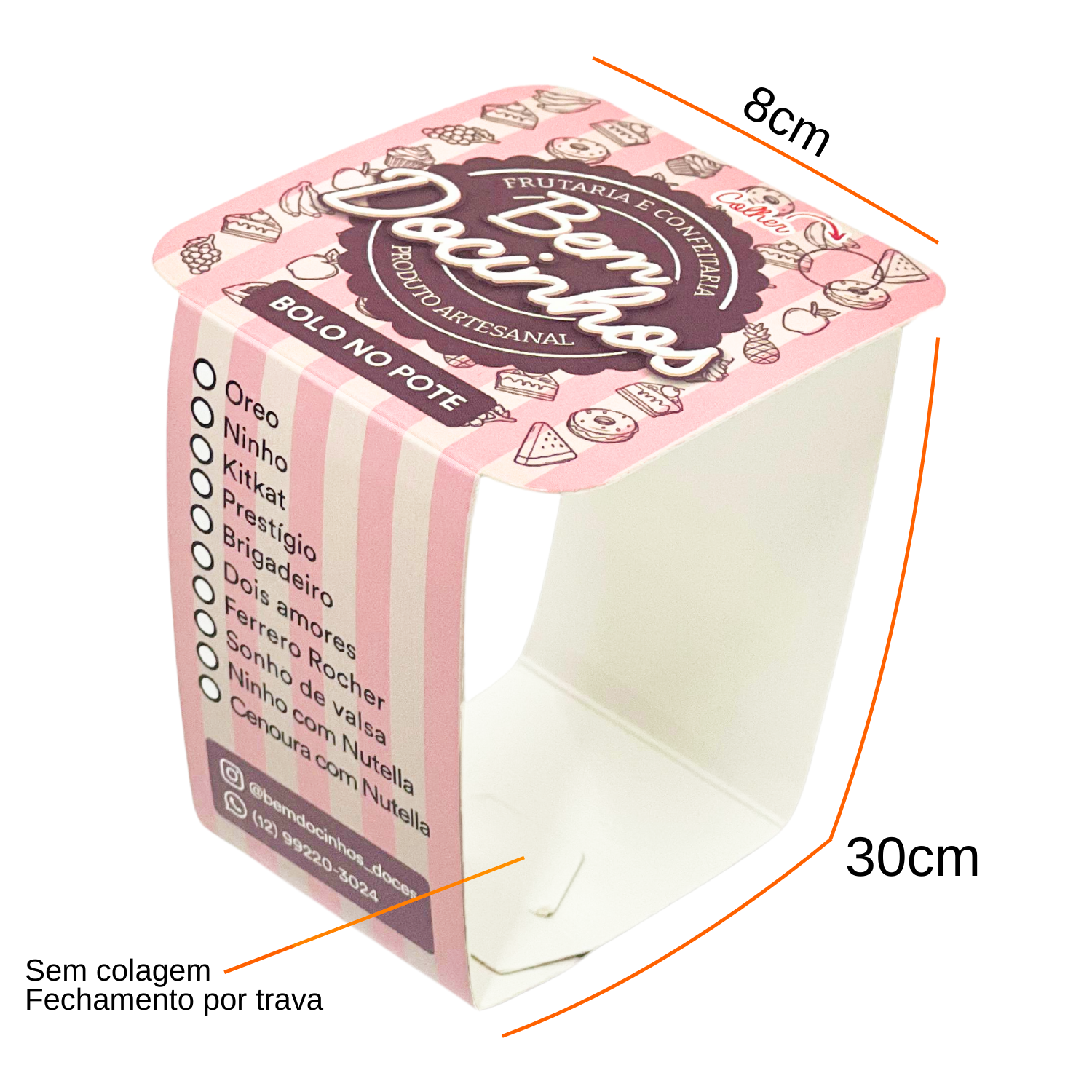 Cinta p/ Bolo no Pote (30 x 8 cm) Personalizada