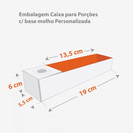 Embalagem Caixa para Porções c/ base molho Personalizada