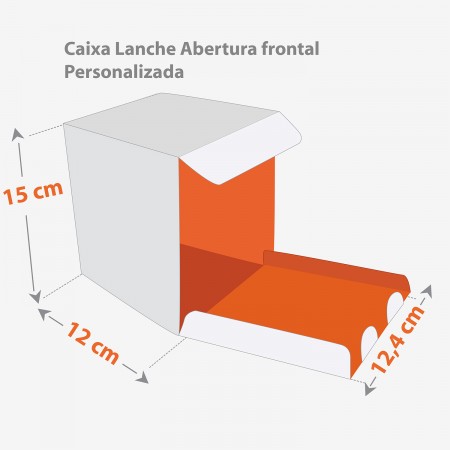 Caixa Lanche Abertura Frontal (12,4 x 12 x 15 cm) Personalizada