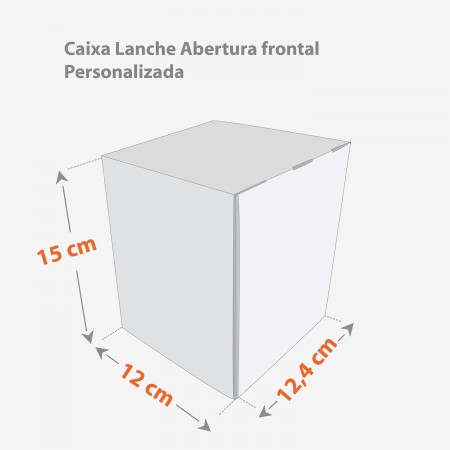 Caixa Lanche Abertura Frontal (12,4 x 12 x 15 cm) Personalizada