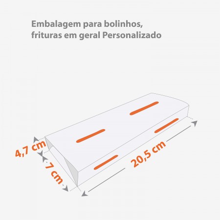 Embalagem para bolinhos, frituras em geral (20,5 x 7 x 4,7 cm) Personalizado