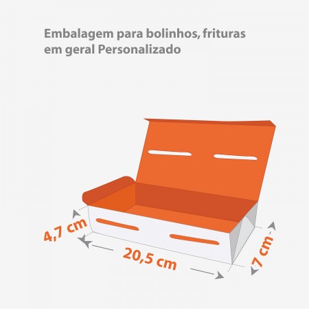 Embalagem para bolinhos, frituras em geral (20,5 x 7 x 4,7 cm) Personalizado