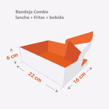 Bandeja suporte p/ Combo para hamburguer, fritas e bebida Personalizada