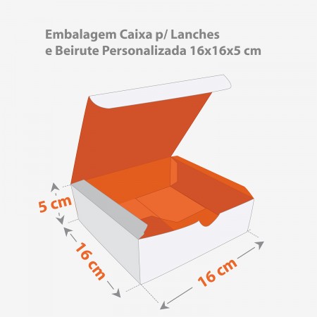 Embalagem p/ Beirute, batata Rosti, batata suiça (16 x 16,5 x 5 xm) Personalizada
