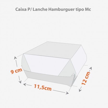 Embalagem Caixa para Lanche tipo Mc (12 x 11,5 x 9 cm) Personalizada