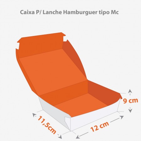 Embalagem Caixa para Lanche tipo Mc (12 x 11,5 x 9 cm) Personalizada
