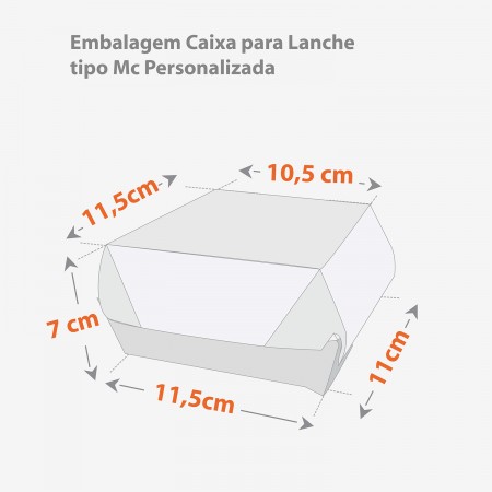 Embalagem Caixa para Lanche tipo Mc (11,5 x 11 x 7 cm) Personalizada