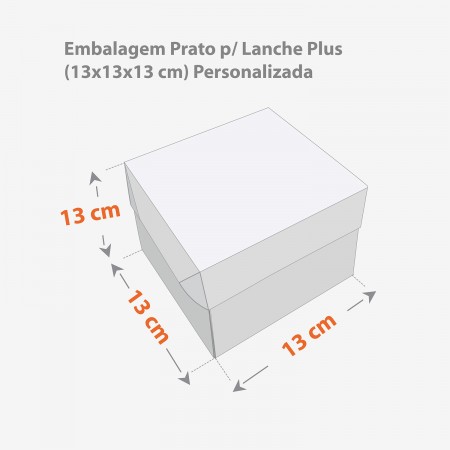 Embalagem Prato p/ Lanche Plus (13 x 13x 13 cm) Personalizada