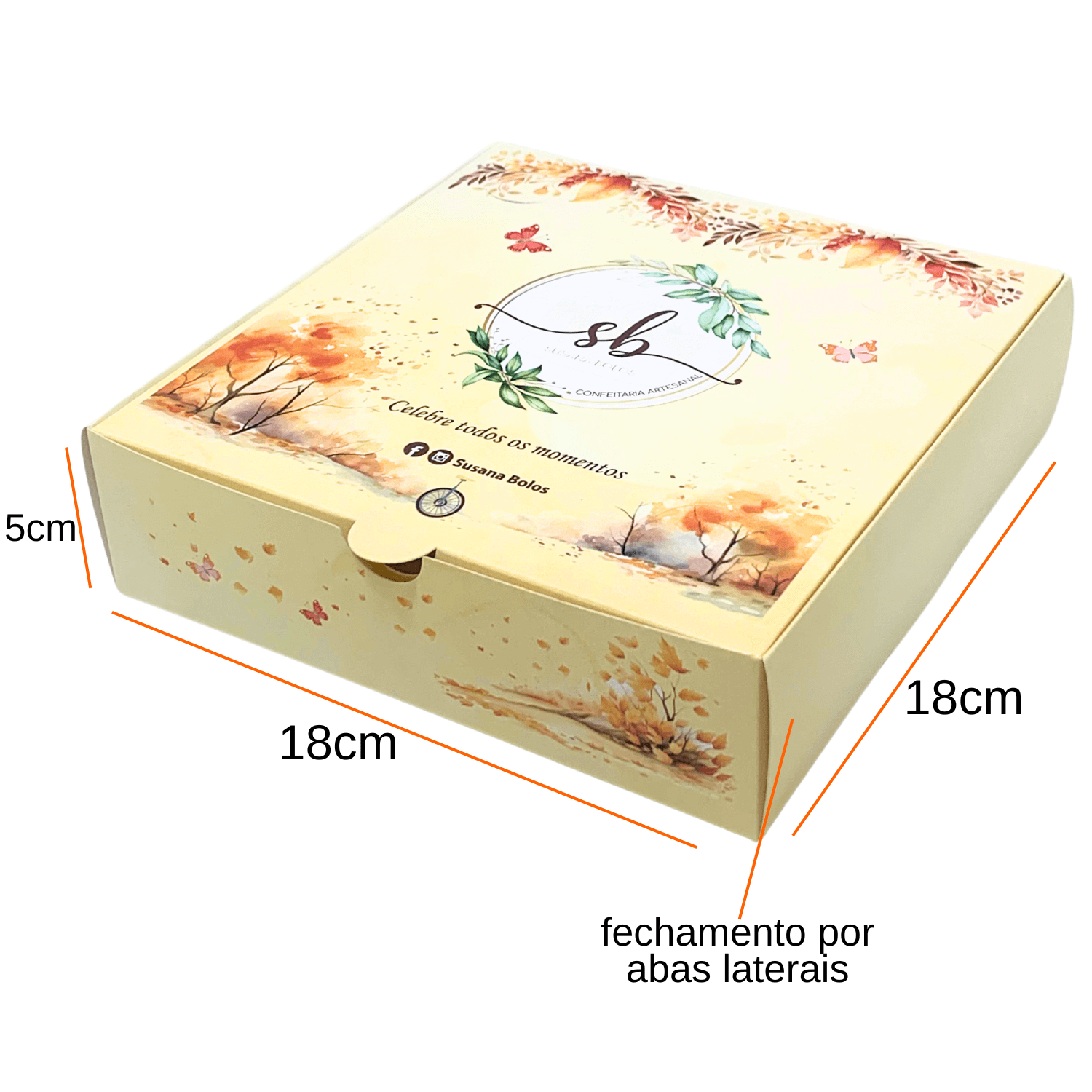 Embalagem Multiuso para Doces e Salgados (18 x 18 x 5 cm) Personalizada