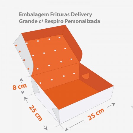 Embalagem Delivery Frituras (25 x 25 x 8 cm) Personalizada