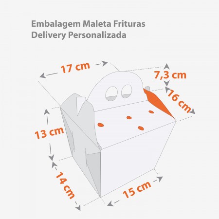 Embalagem Maleta Frituras Delivery (15 x 14 x 13 cm) Personalizada