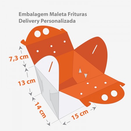Embalagem Maleta Frituras Delivery (15 x 14 x 13 cm) Personalizada