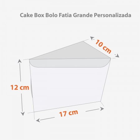 Embalagem Bolo Fatia s/ Berço (17 x 10 x 12 cm) Personalizada