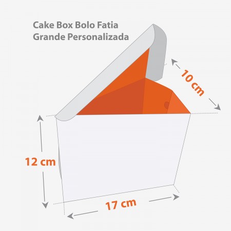 Embalagem Bolo Fatia s/ Berço (17 x 10 x 12 cm) Personalizada