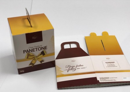 Caixa para Panetone e Chocotone 500g c/ alça Personalizado