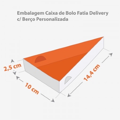 Embalagem Bolo Fatia c/ Berço (16,7 x 10 x 6 cm) Personalizada