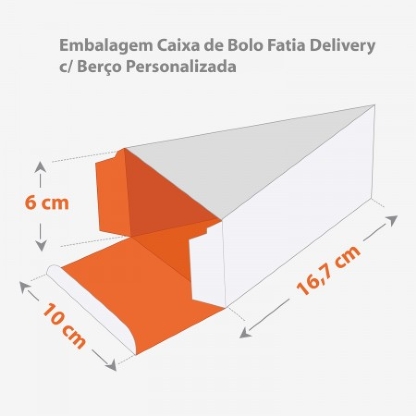 Embalagem Bolo Fatia c/ Berço (16,7 x 10 x 6 cm) Personalizada