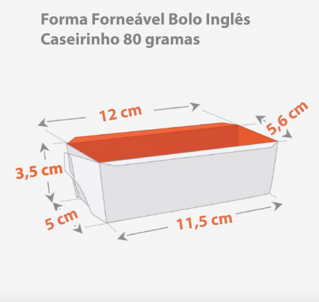Forma Forneável Bolo Inglês Caseirinho 80gr s/ Tampa (11,5 x 5 x 3,5 cm) Personalizada