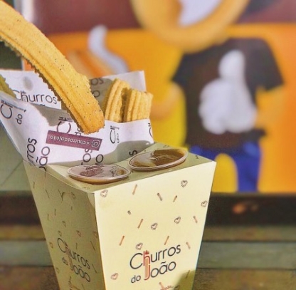 Embalagem para Churros Espanhol c/ 2 Porta Molho (8 x 11,5 x 12 cm) Personalizada