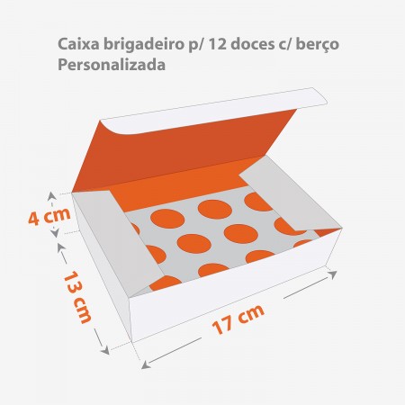 Embalagem para 12 Brigadeiros (17 x 13 x 4 cm) Personalizada