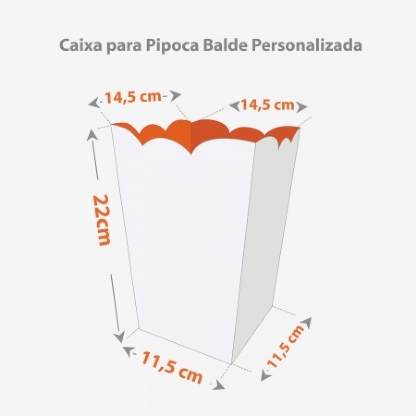 Caixa para Pipoca Balde (11,5 x 11,5 x 22cm) Personalizada