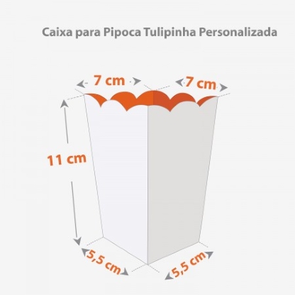 Caixa para Pipoca Tulipinha (5,5 x 5,5 x 11cm) Personalizada