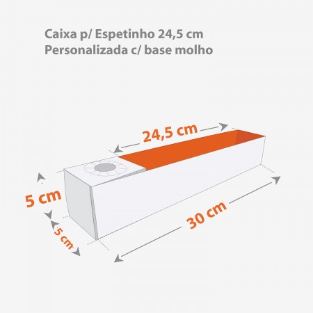 Caixa p/ Espetinho 24,5 cm c/ base molho Personalizada
