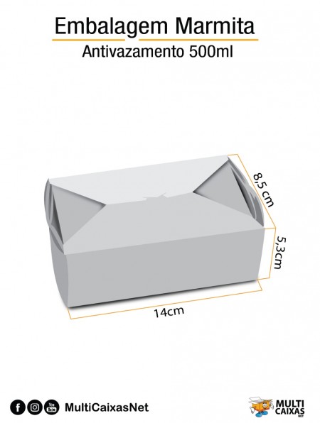 Embalagem Antivazamento 500ml (14 x 8,5 x 5,3 cm) Personalizada