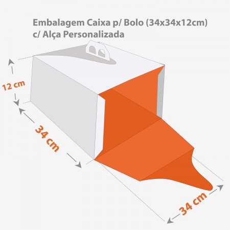Embalagem Transporte de Bolo (34 x 34 x 12cm) Personalizada