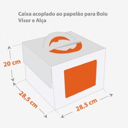 Embalagem Transporte de Bolo (28,5 x 28,5 x 20 cm) Personalizada