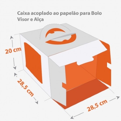 Embalagem Transporte de Bolo (28,5 x 28,5 x 20 cm) Personalizada
