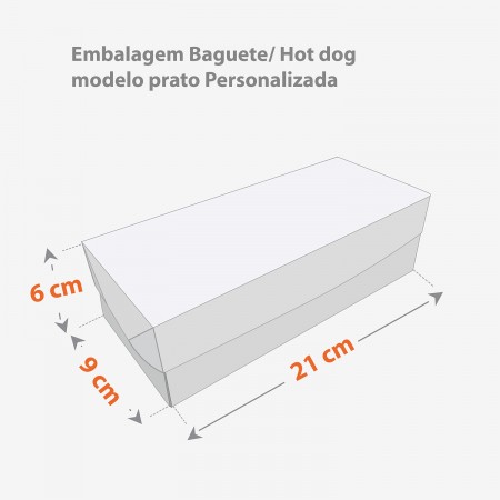Embalagem Choripan, Baguete, Hot dog (21 x 9 x 6 cm) Personalizada