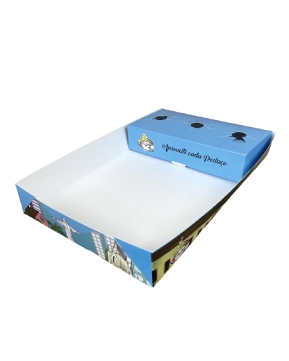 Embalagem Bandeja com Porta Molho c/ base p/ 3 molhos (25 x 14 x 4 cm) Personalizada