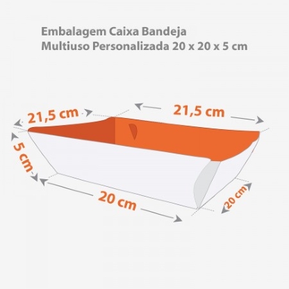 Embalagem Caixa Bandeja Multiuso (20 x 20 x 5 cm) Personalizada